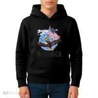 Meowica July 4h Funny Cat Bald Eagle American Flag Kids Hoodie thumb 4