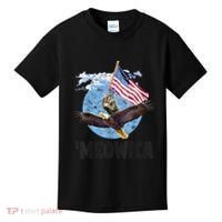 Meowica July 4h Funny Cat Bald Eagle American Flag Kids T-Shirt thumb 0