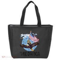 Meowica July 4h Funny Cat Bald Eagle American Flag Tote Bag thumb 0