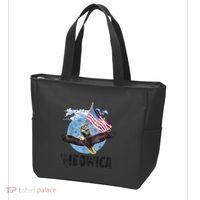 Meowica July 4h Funny Cat Bald Eagle American Flag Tote Bag thumb 3