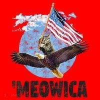Meowica July 4h Funny Cat Bald Eagle American Flag Santa Hat thumb 1