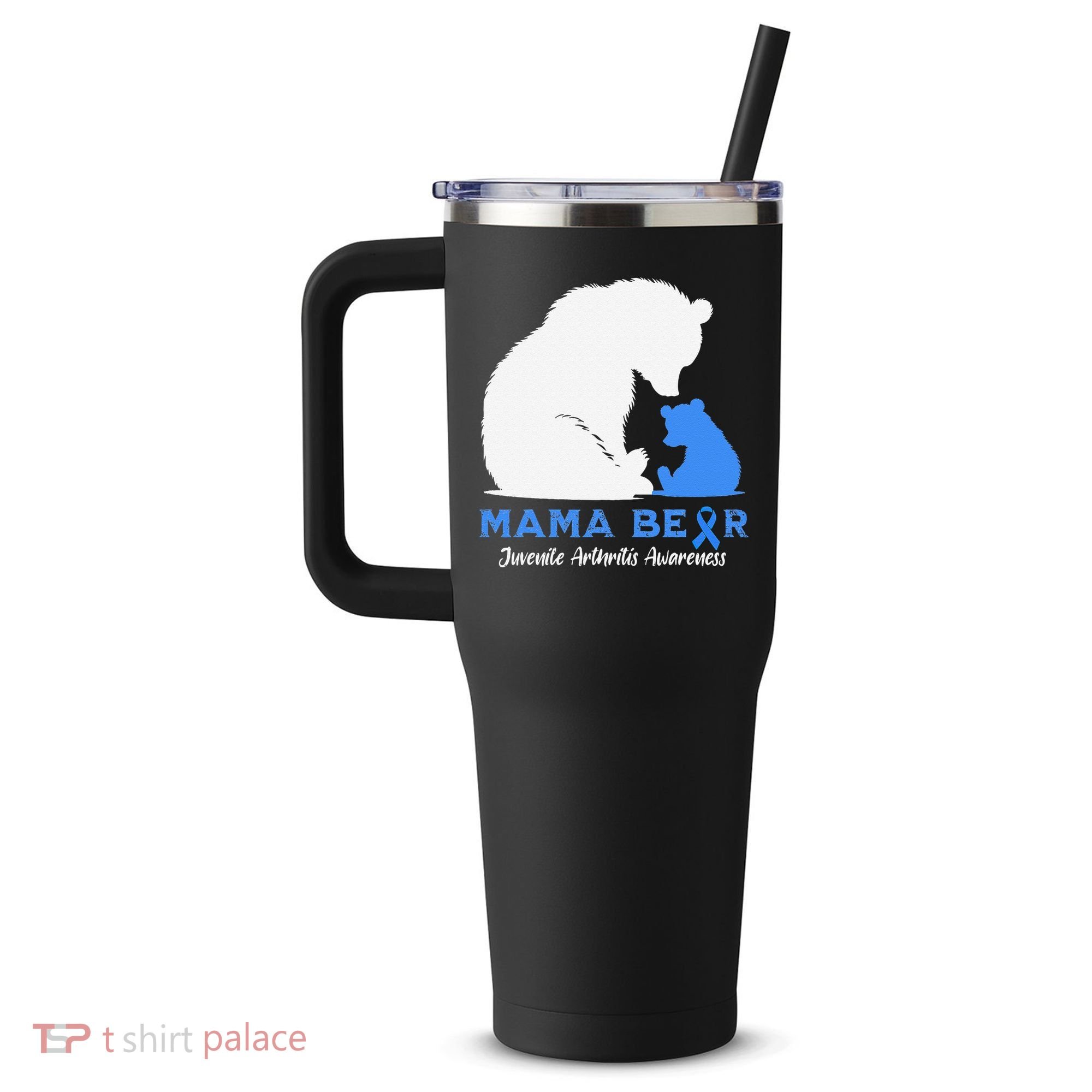 Mama-Bear Juvenile Arthritis Awareness 40oz Vacuum Insulated Stainless Steel Travel Tumbler