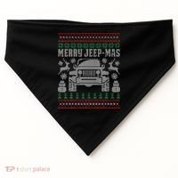 merry jeepmas buffalo plaid christmas xmas USA-Made Doggie Bandana thumb 0