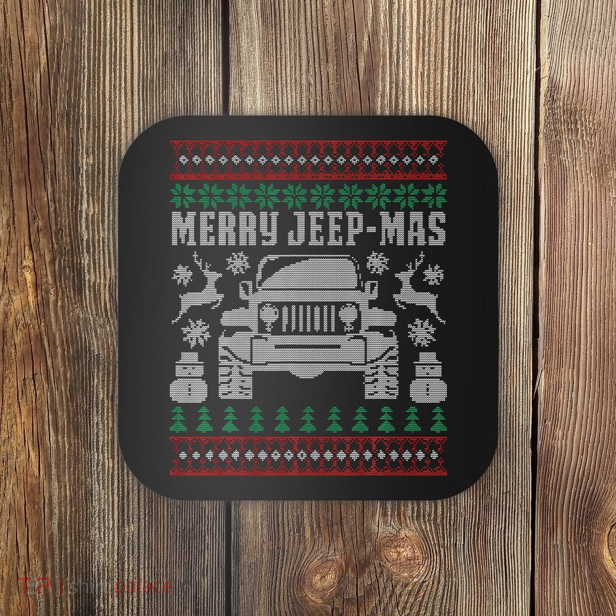 merry jeepmas buffalo plaid christmas xmas Coaster