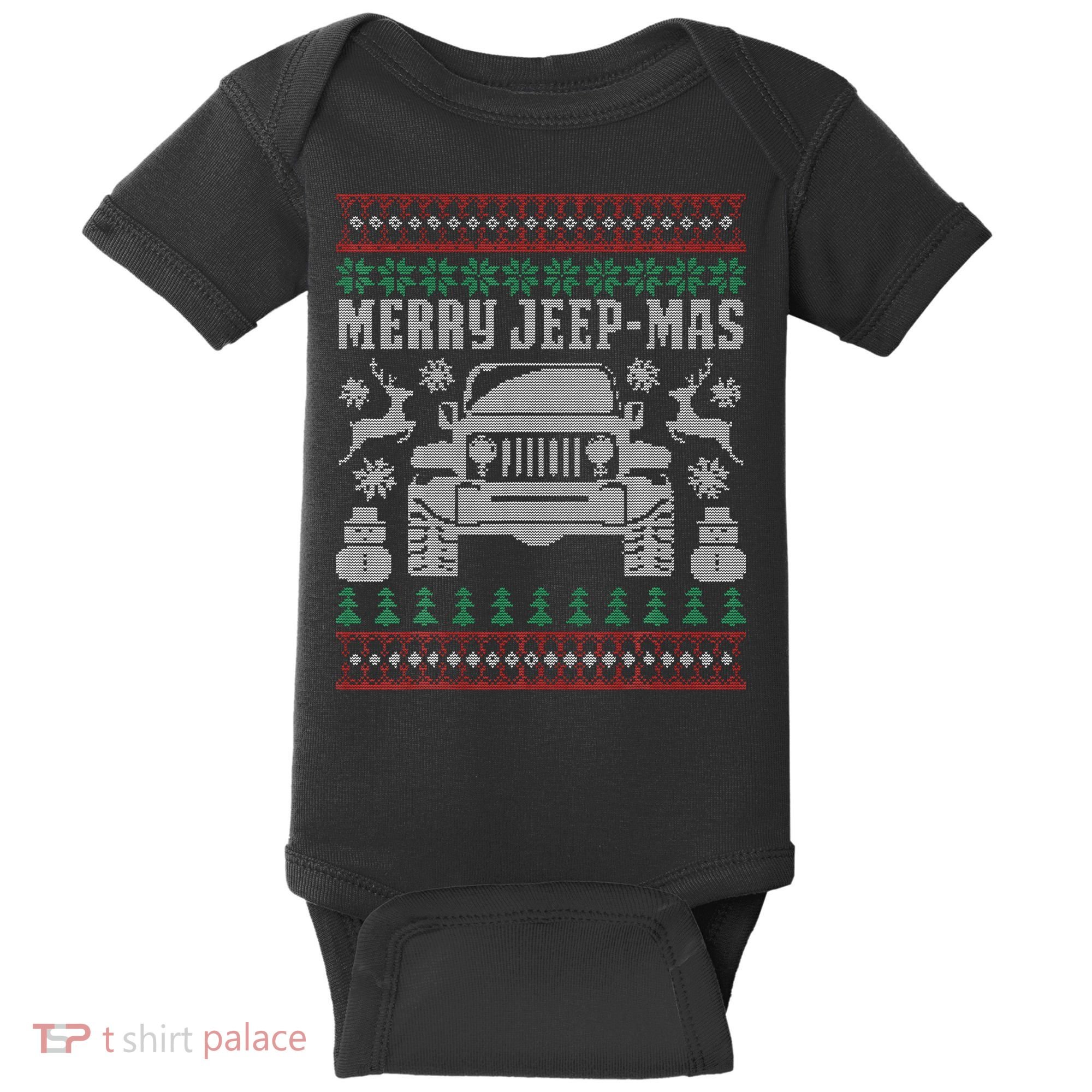 merry jeepmas buffalo plaid christmas xmas Baby Bodysuit