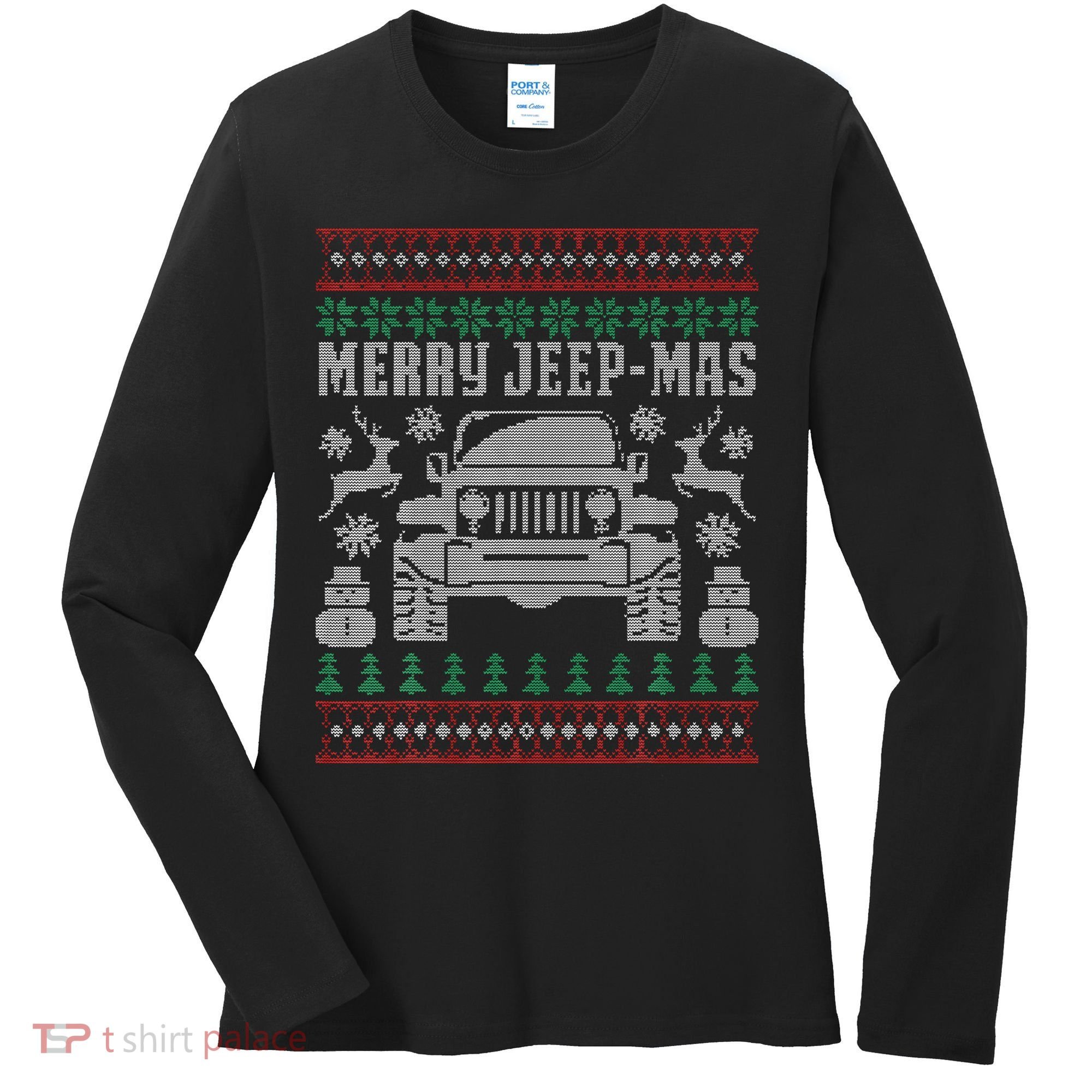 merry jeepmas buffalo plaid christmas xmas Women's Long Sleeve Shirt