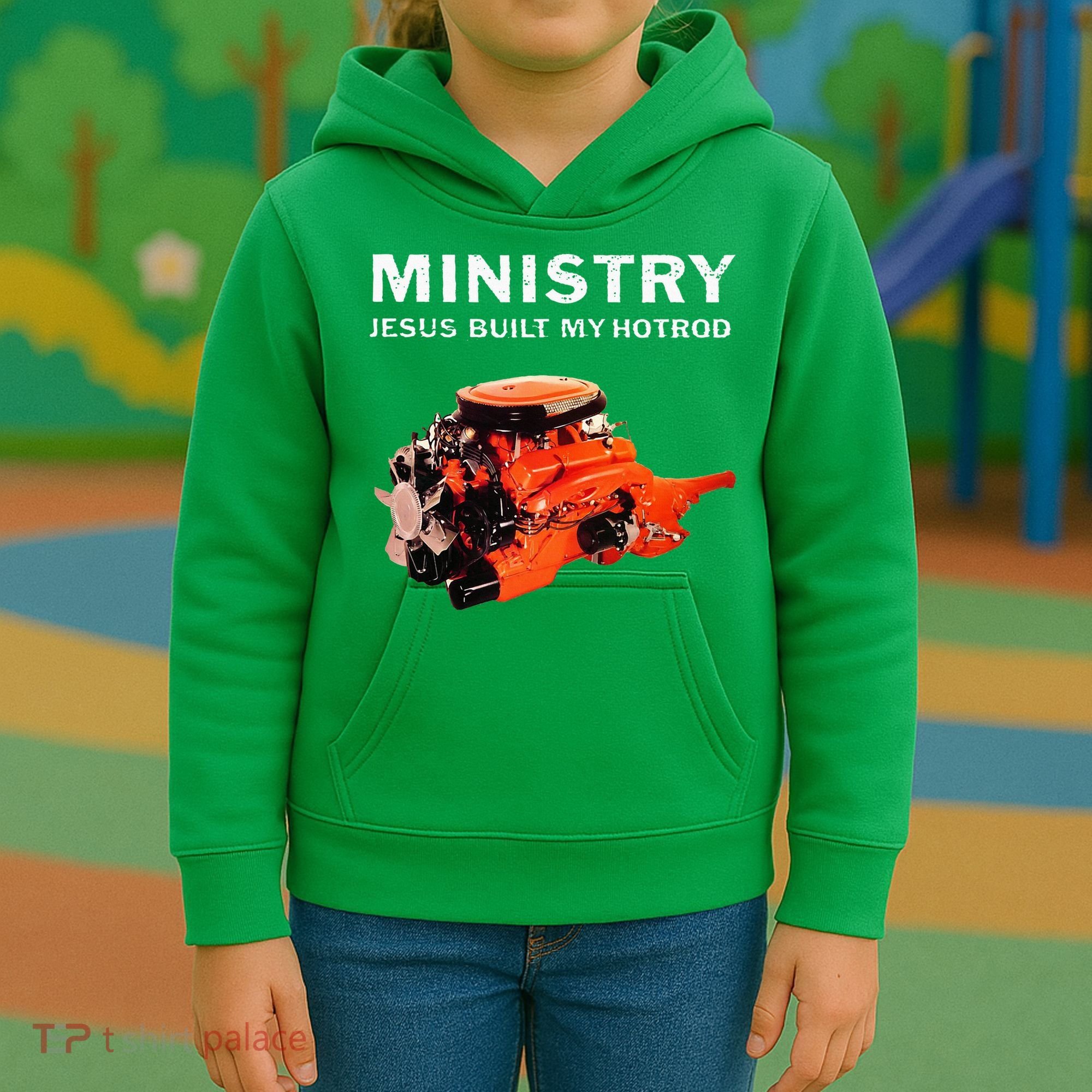 Ministry Jesus Built My Hotrod Kids Hoodie