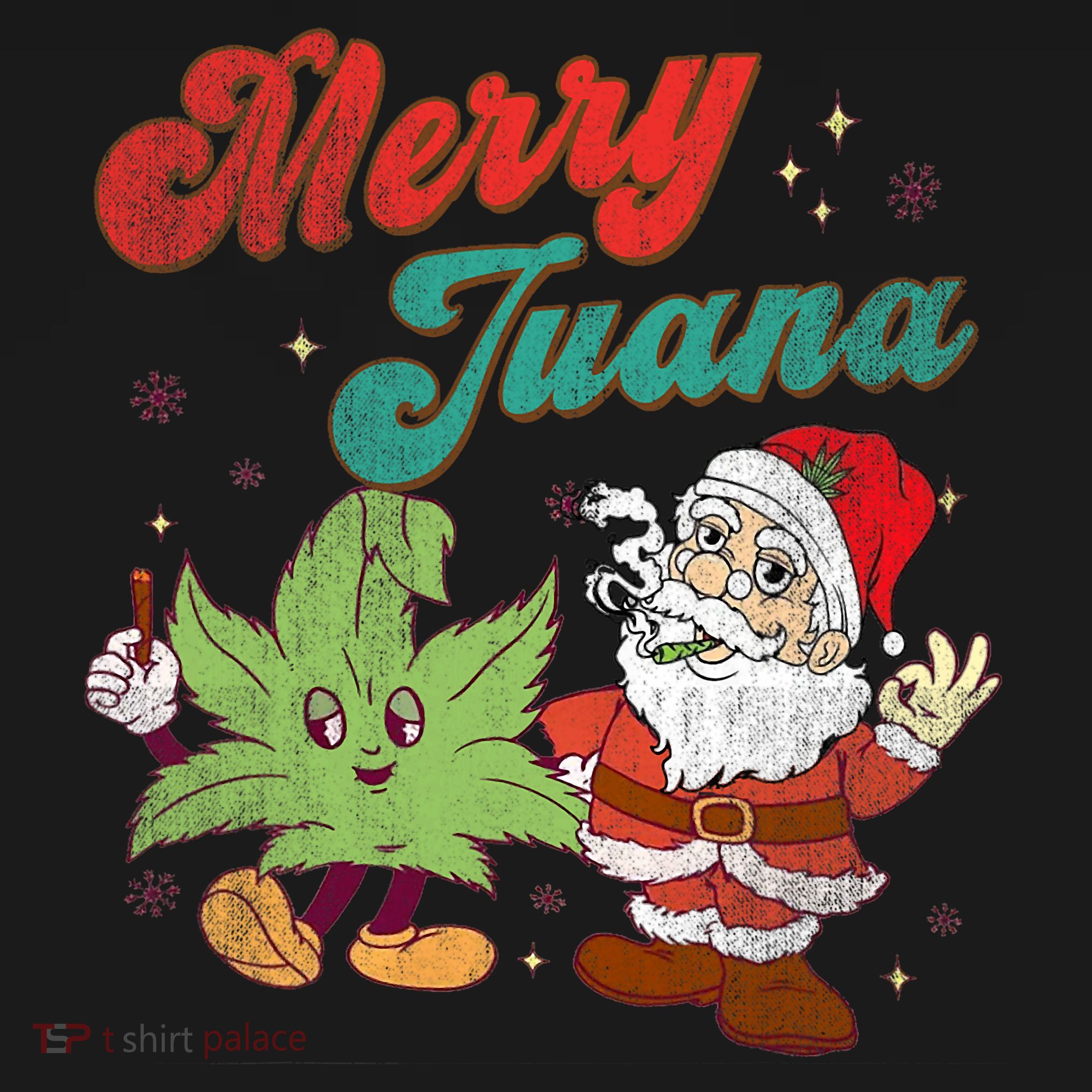 Merry Juana Christmas Funny Santa Smoking Weed Stoner Outfit Women's Tank Top