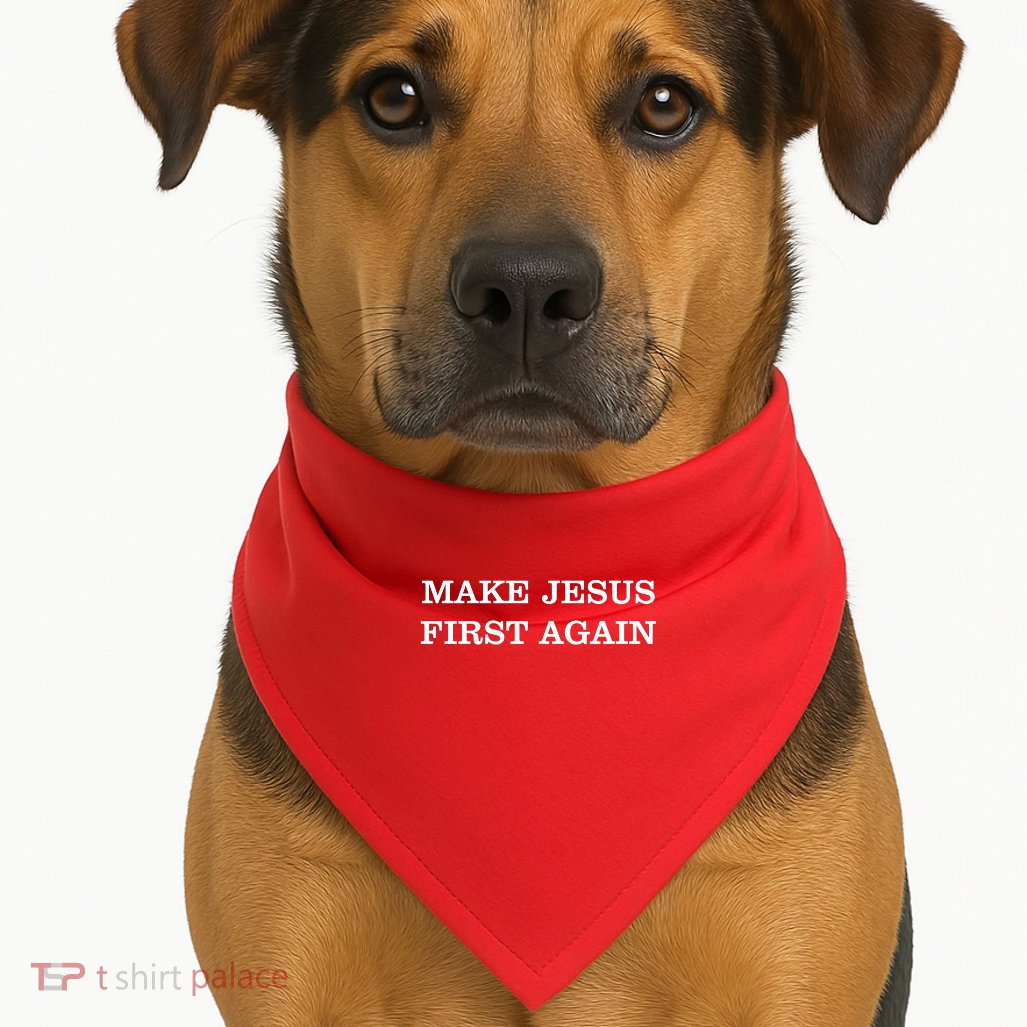 Make Jesus First Again Christian Catholic Faith USA-Made Doggie Bandana