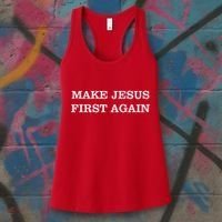 Make Jesus First Again Christian Catholic Faith Women's Tank Top thumb 3