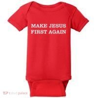 Make Jesus First Again Christian Catholic Faith Baby Bodysuit thumb 0