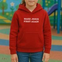 Make Jesus First Again Christian Catholic Faith Kids Hoodie thumb 3