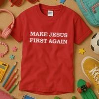 Make Jesus First Again Christian Catholic Faith Kids T-Shirt thumb 3