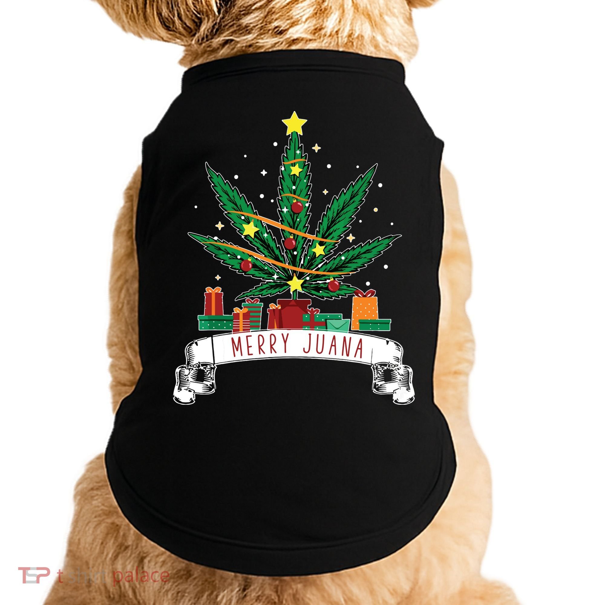 Merry Juana Funny Holiday Christmas Marijuana Weed Stoner Doggie Tank