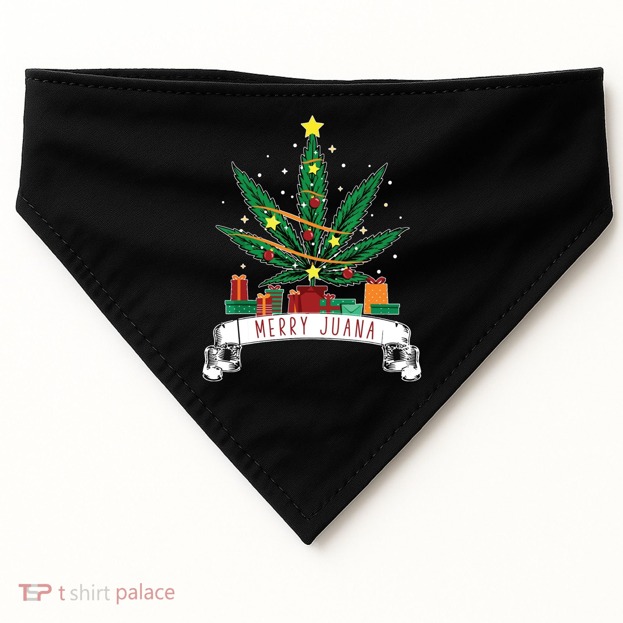 Merry Juana Funny Holiday Christmas Marijuana Weed Stoner USA-Made Doggie Bandana