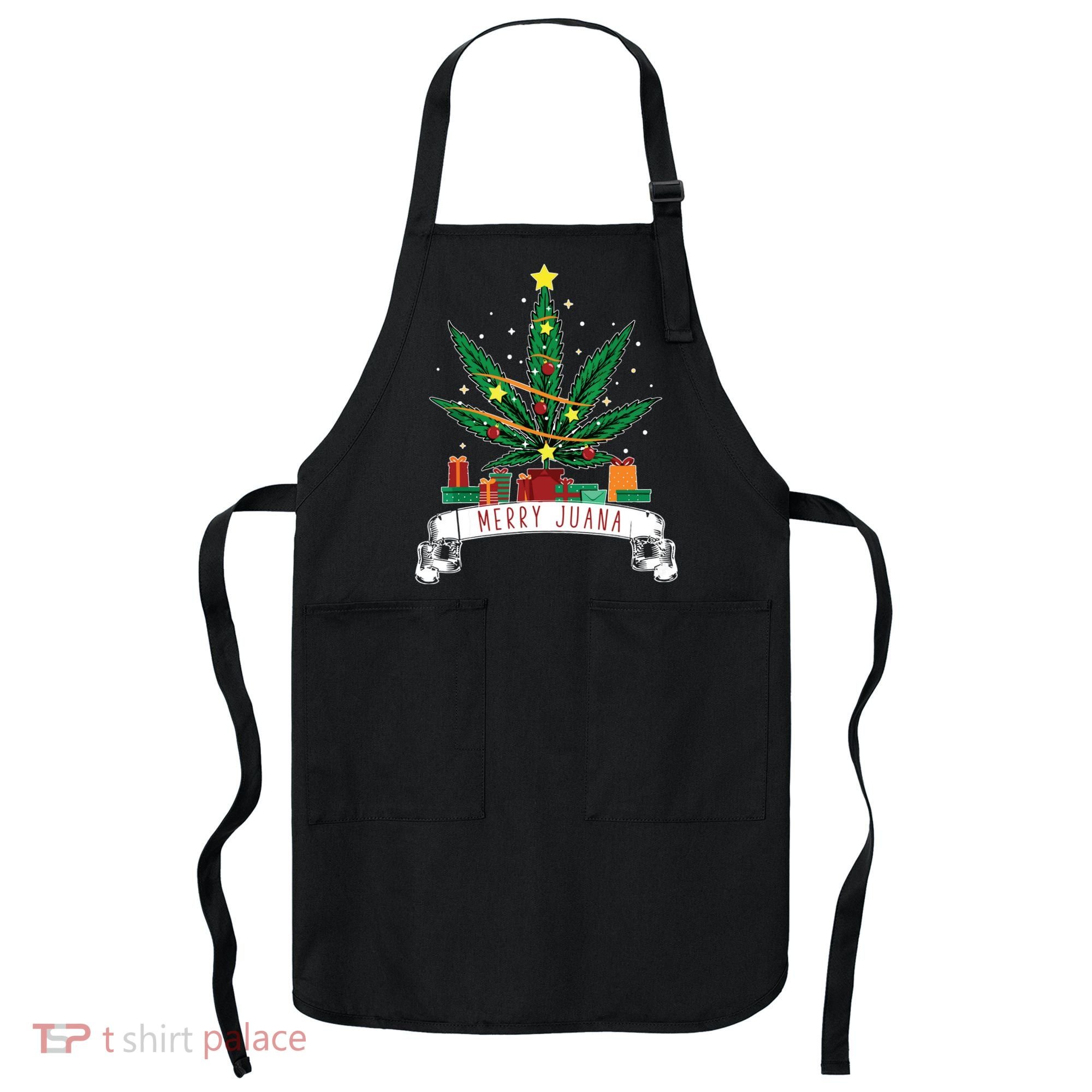 Merry Juana Funny Holiday Christmas Marijuana Weed Stoner Apron