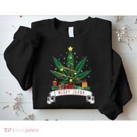 Merry Juana Funny Holiday Christmas Marijuana Weed Stoner Sweatshirt thumb 2