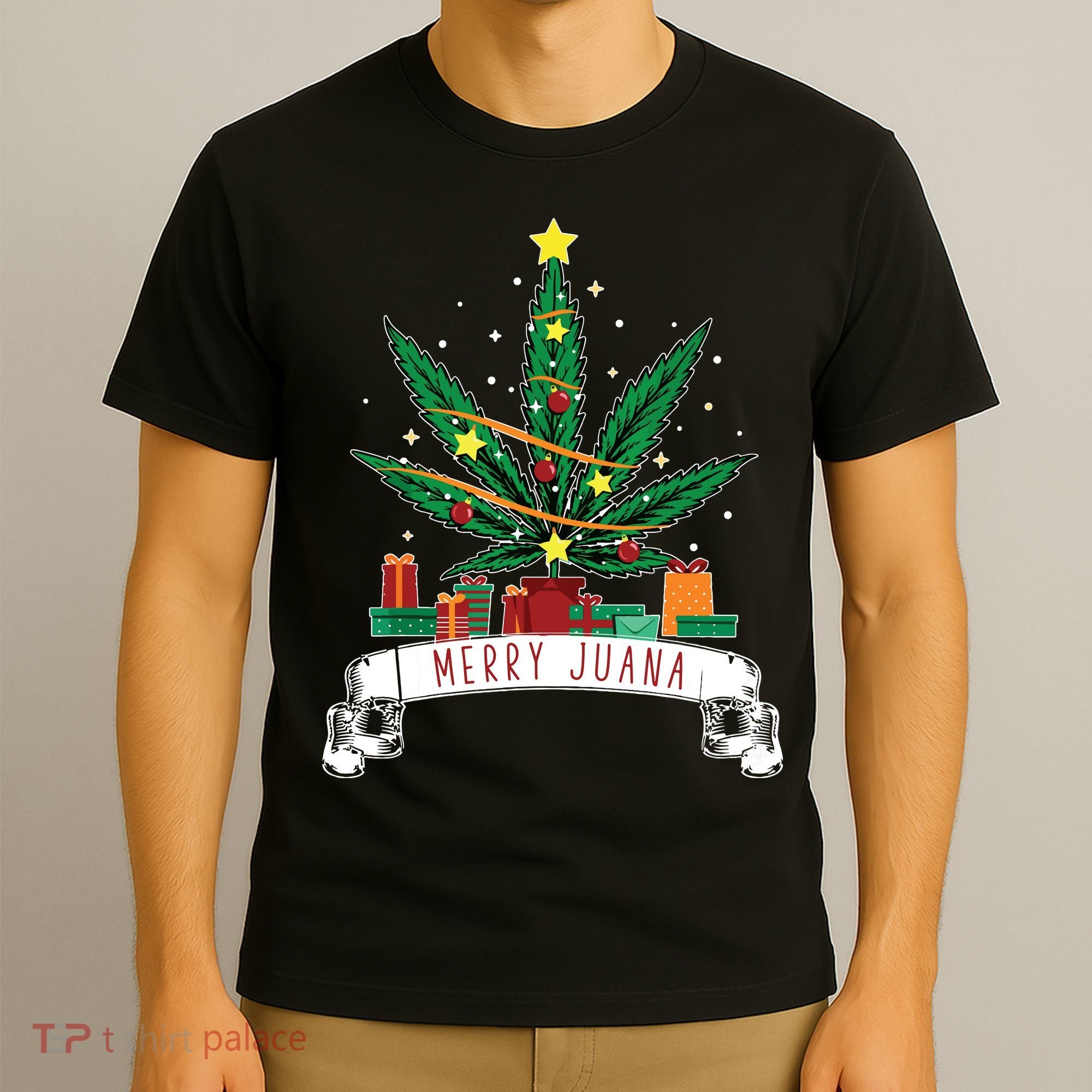 Merry Juana Funny Holiday Christmas Marijuana Weed Stoner T-Shirt