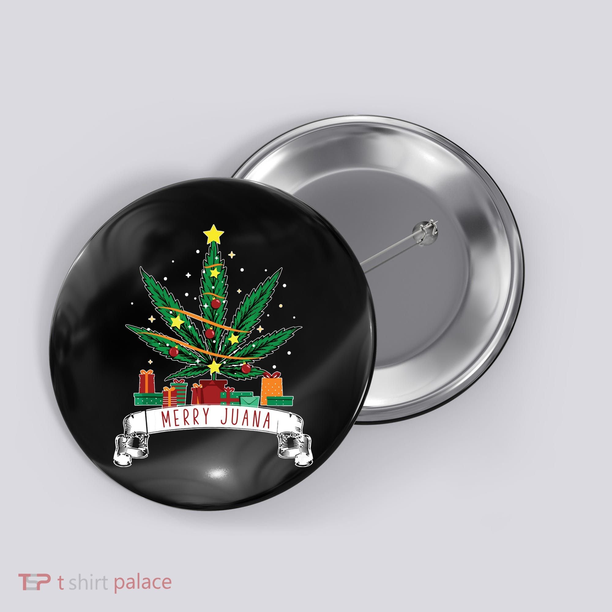 Merry Juana Funny Holiday Christmas Marijuana Weed Stoner Button