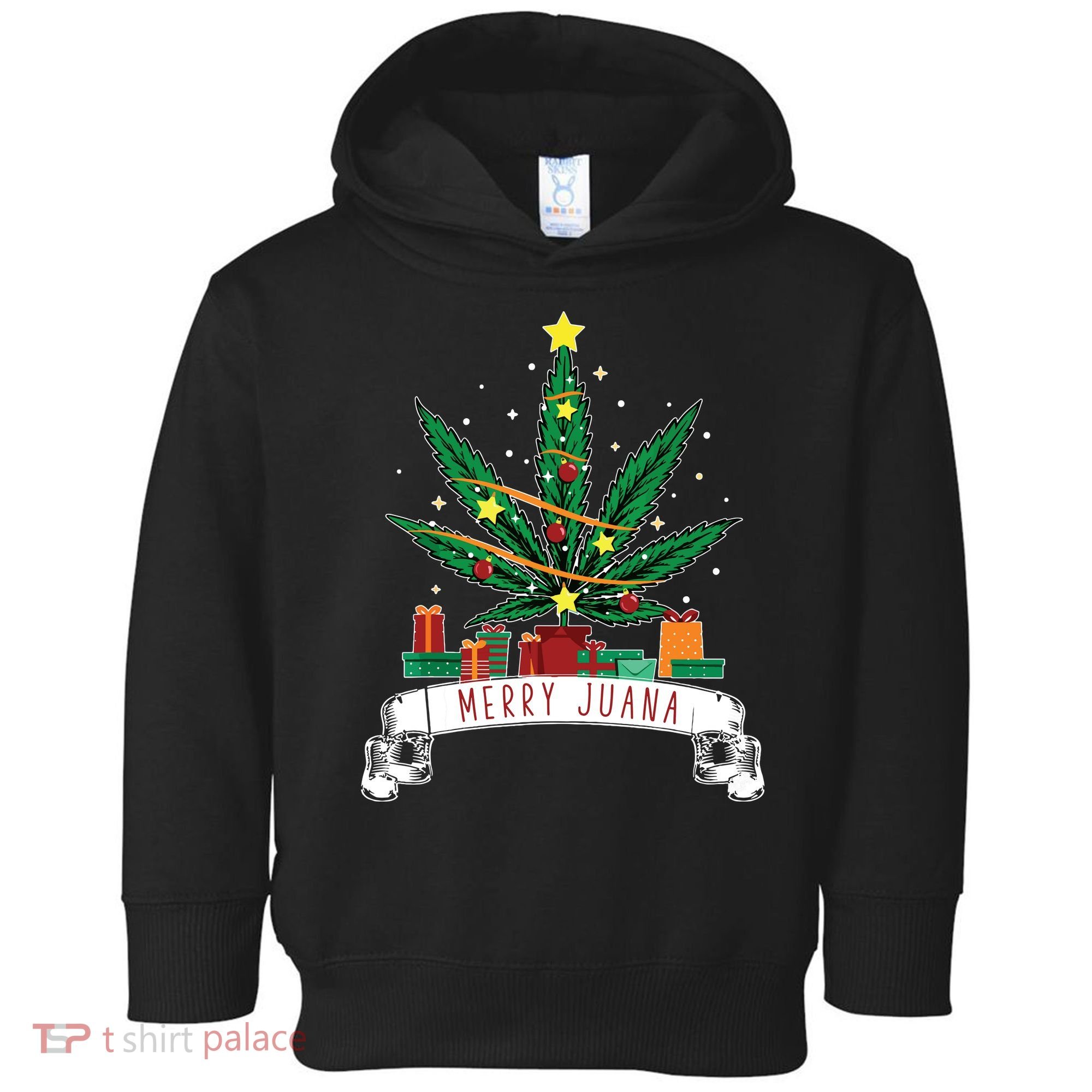 Merry Juana Funny Holiday Christmas Marijuana Weed Stoner Toddler Hoodie