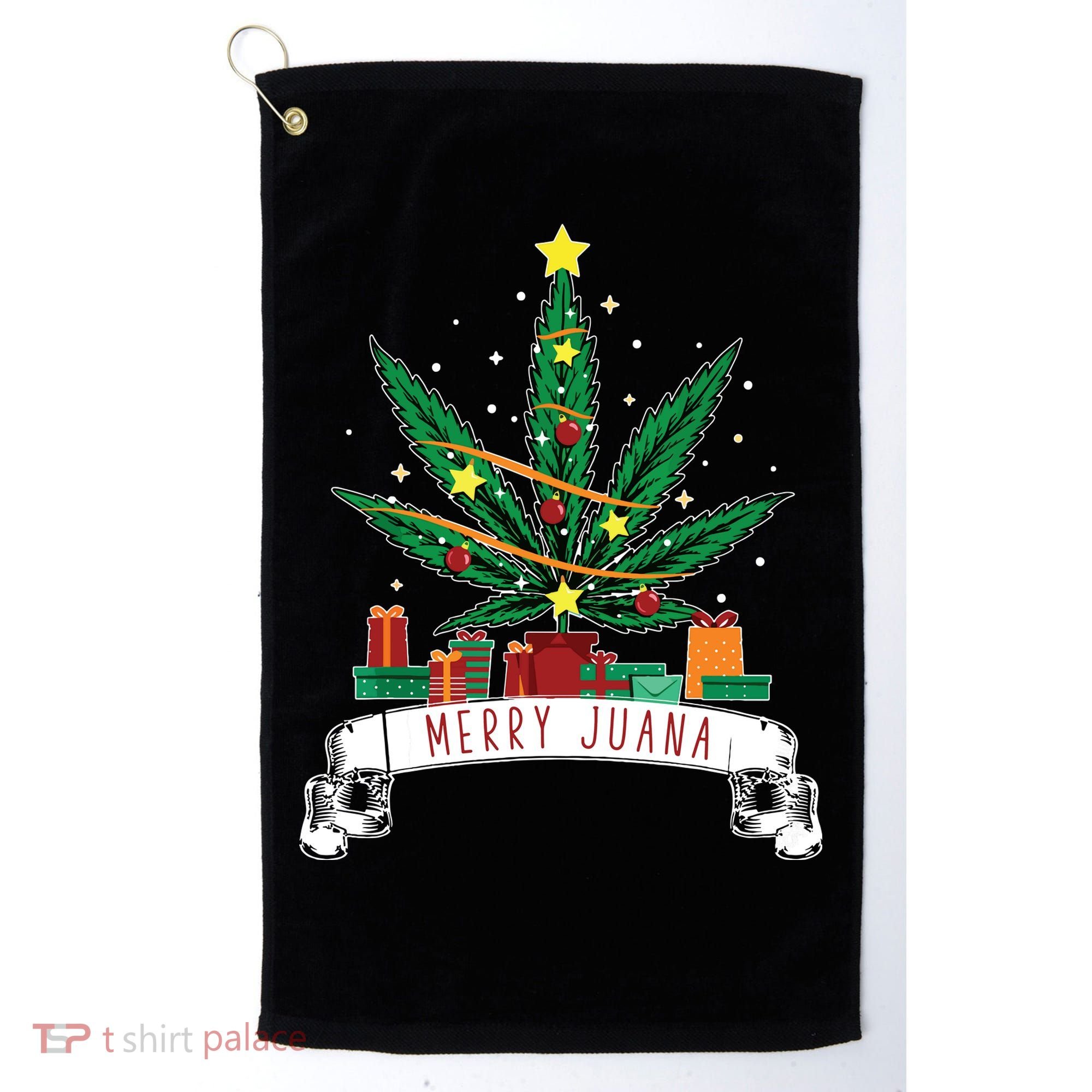 Merry Juana Funny Holiday Christmas Marijuana Weed Stoner Golf Towel