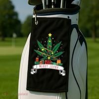 Merry Juana Funny Holiday Christmas Marijuana Weed Stoner Golf Towel thumb 2