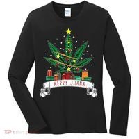 Merry Juana Funny Holiday Christmas Marijuana Weed Stoner Women's Long Sleeve Shirt thumb 0