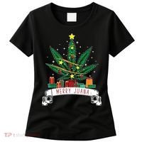 Merry Juana Funny Holiday Christmas Marijuana Weed Stoner Women's T-Shirt thumb 0