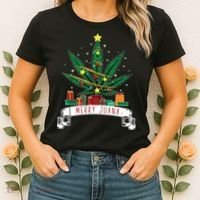 Merry Juana Funny Holiday Christmas Marijuana Weed Stoner Women's T-Shirt thumb 2