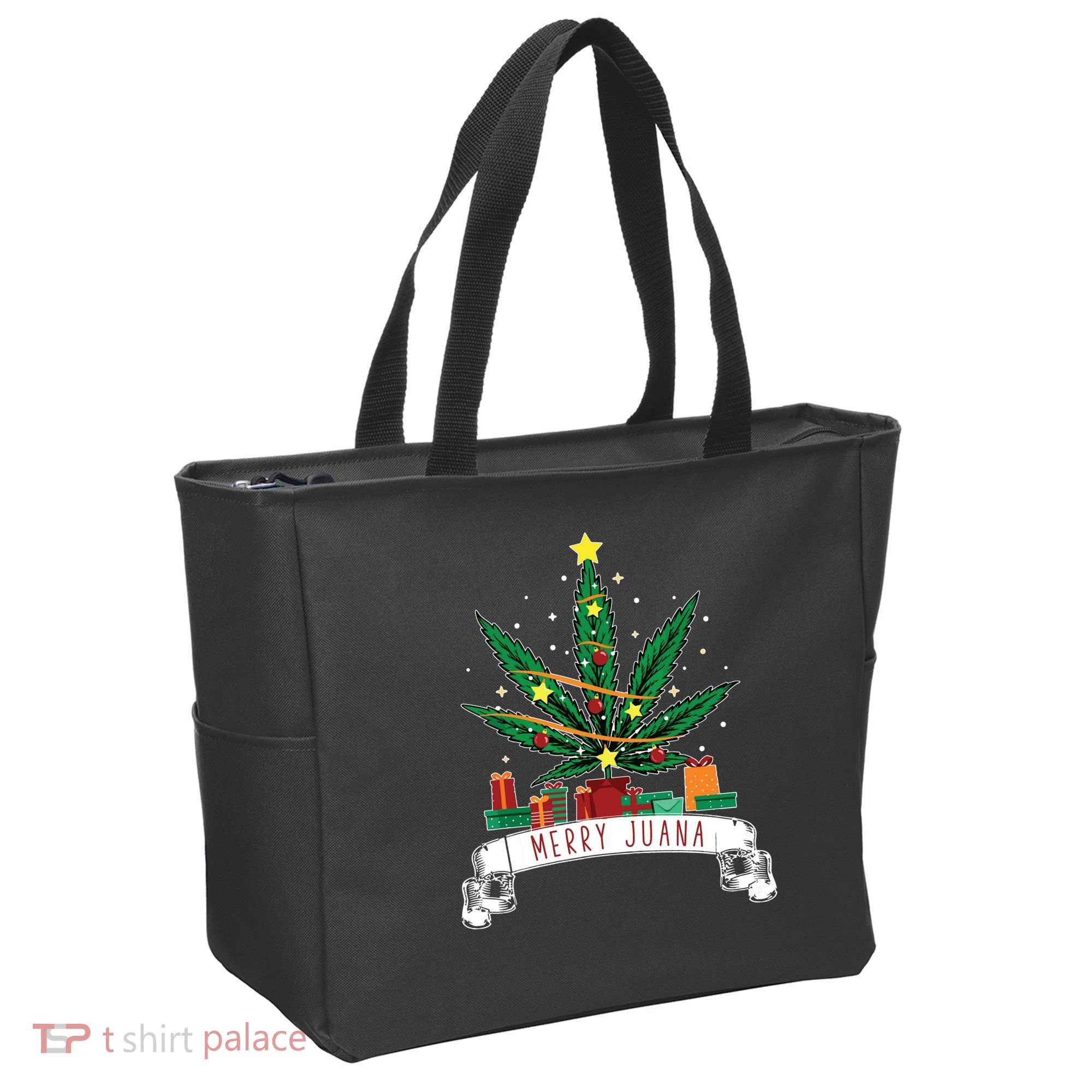 Merry Juana Funny Holiday Christmas Marijuana Weed Stoner Tote Bag