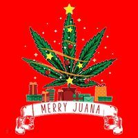 Merry Juana Funny Holiday Christmas Marijuana Weed Stoner Santa Hat thumb 1
