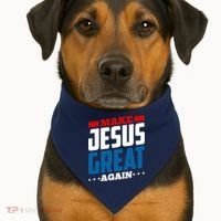 Make Jesus Great Again Red White And Blue USA-Made Doggie Bandana thumb 1