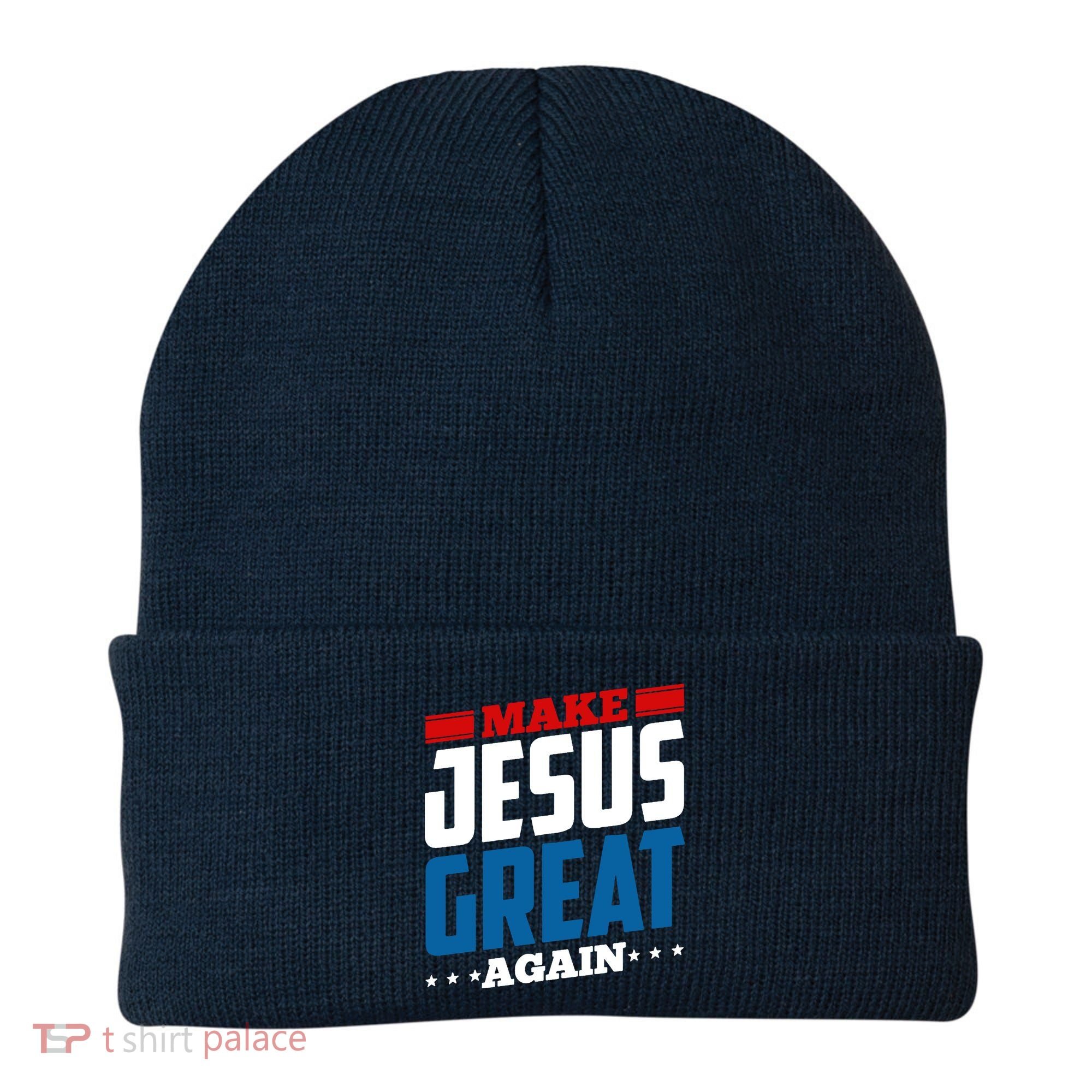 Make Jesus Great Again Red White And Blue Beanie