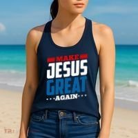 Make Jesus Great Again Red White And Blue Women's Tank Top thumb 2