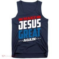 Make Jesus Great Again Red White And Blue Tank Top thumb 0