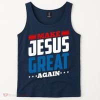 Make Jesus Great Again Red White And Blue Tank Top thumb 2