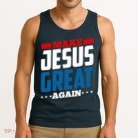 Make Jesus Great Again Red White And Blue Tank Top thumb 3