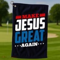 Make Jesus Great Again Red White And Blue Golf Towel thumb 1