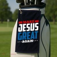 Make Jesus Great Again Red White And Blue Golf Towel thumb 2