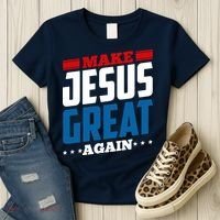 Make Jesus Great Again Red White And Blue Women's T-Shirt thumb 3