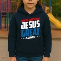 Make Jesus Great Again Red White And Blue Kids Hoodie thumb 3