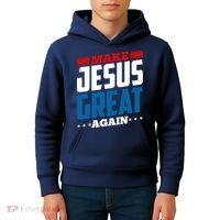 Make Jesus Great Again Red White And Blue Kids Hoodie thumb 4