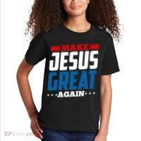 Make Jesus Great Again Red White And Blue Kids T-Shirt thumb 2