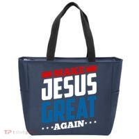Make Jesus Great Again Red White And Blue Tote Bag thumb 0