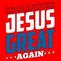 Make Jesus Great Again Red White And Blue Santa Hat thumb 1