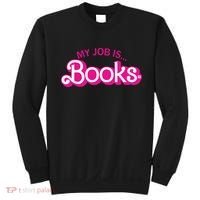 My Job Is Books Retro Pink Style Reading Books Sweatshirt thumb 0