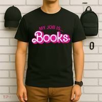 My Job Is Books Retro Pink Style Reading Books T-Shirt thumb 6