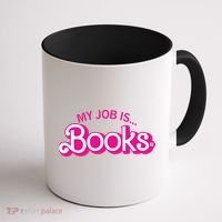 My Job Is Books Retro Pink Style Reading Books Coffee Mug thumb 1