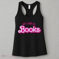My Job Is Books Retro Pink Style Reading Books Women's Tank Top thumb 3