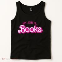 My Job Is Books Retro Pink Style Reading Books Tank Top thumb 2